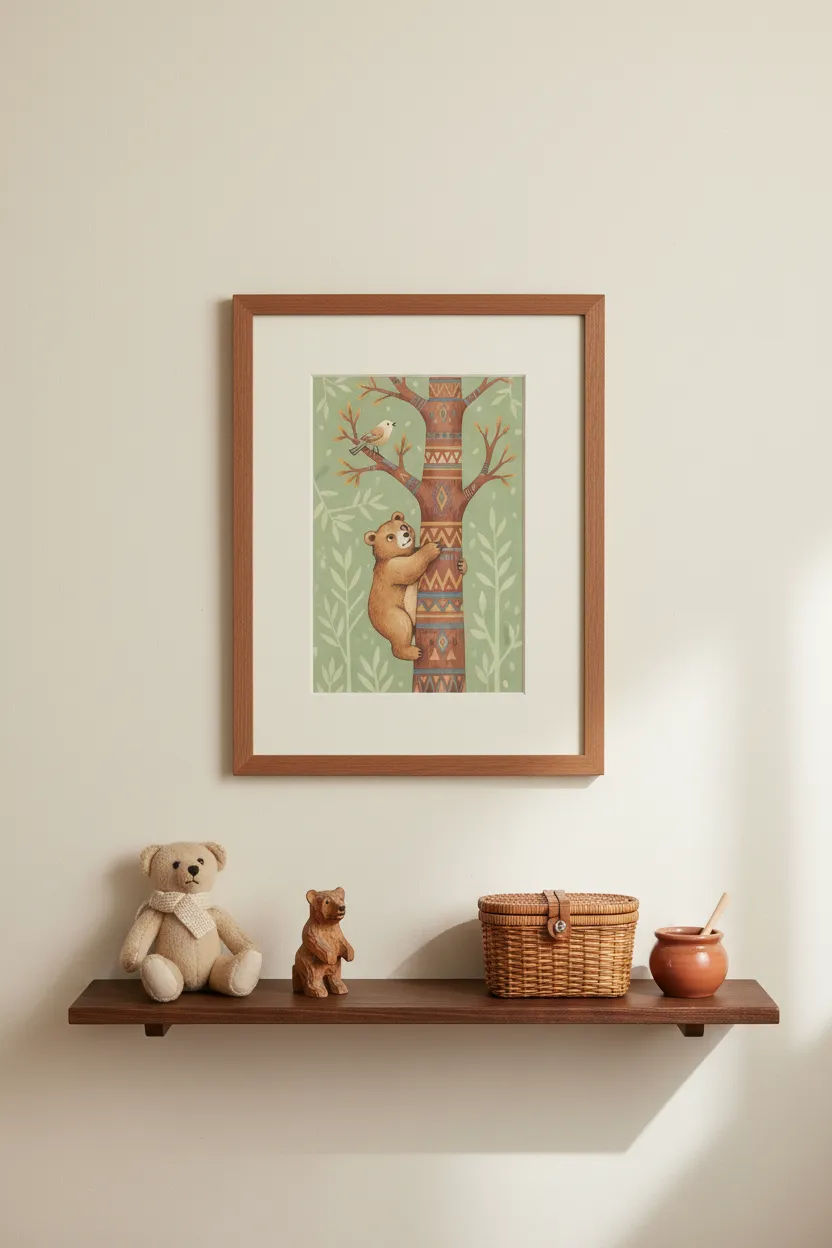 Bear Cub Climbing Tree Print