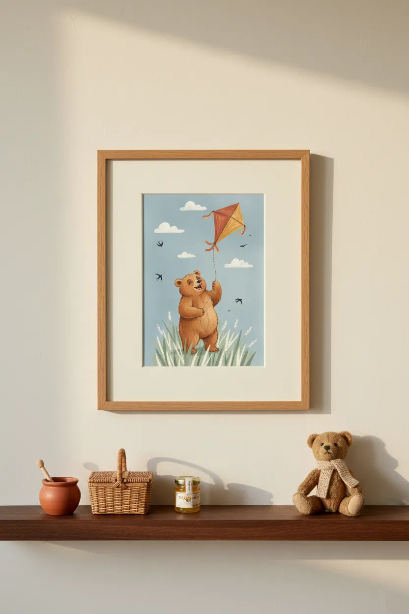 Bear Flying Kite Print