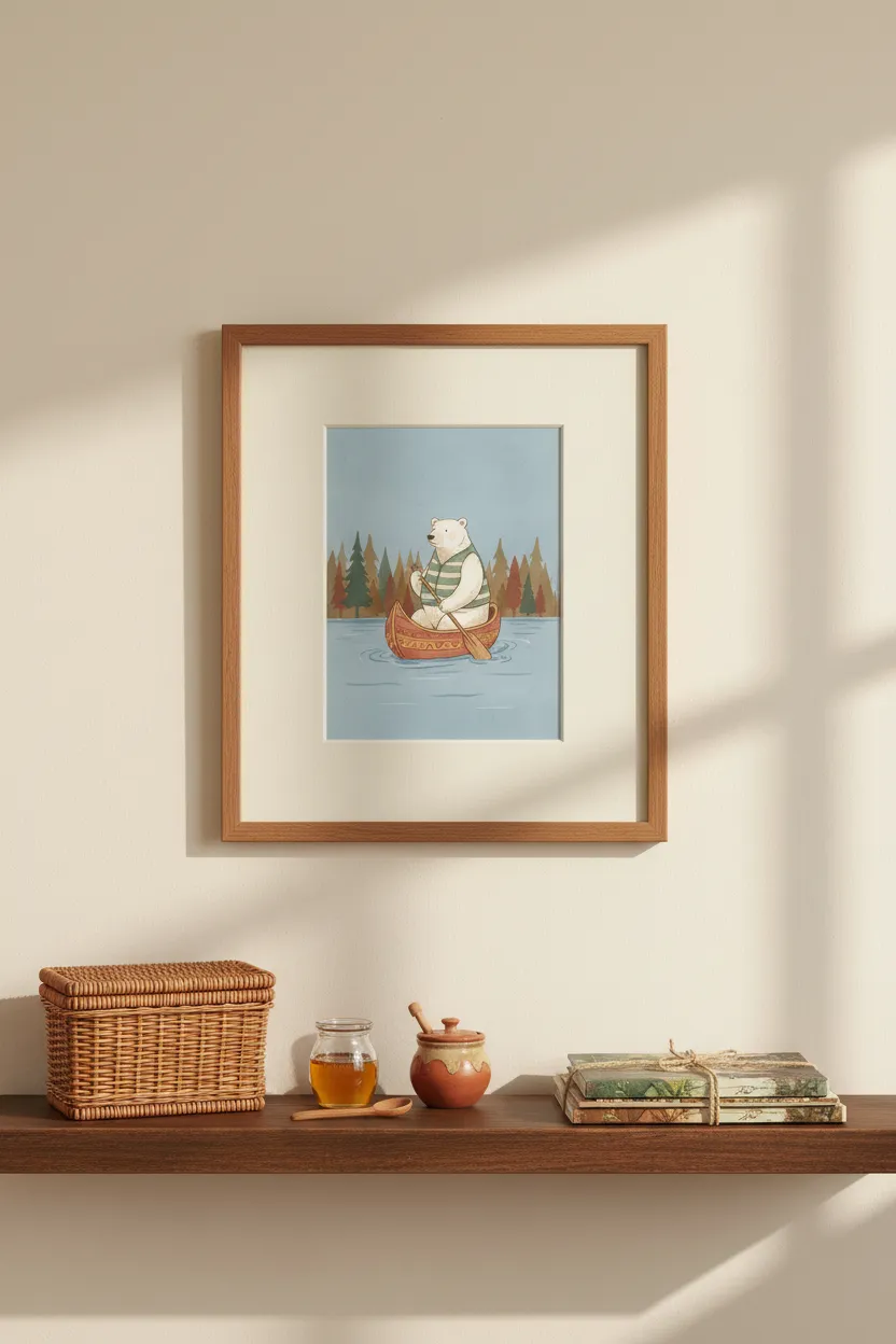 Polar Bear Canoe Print