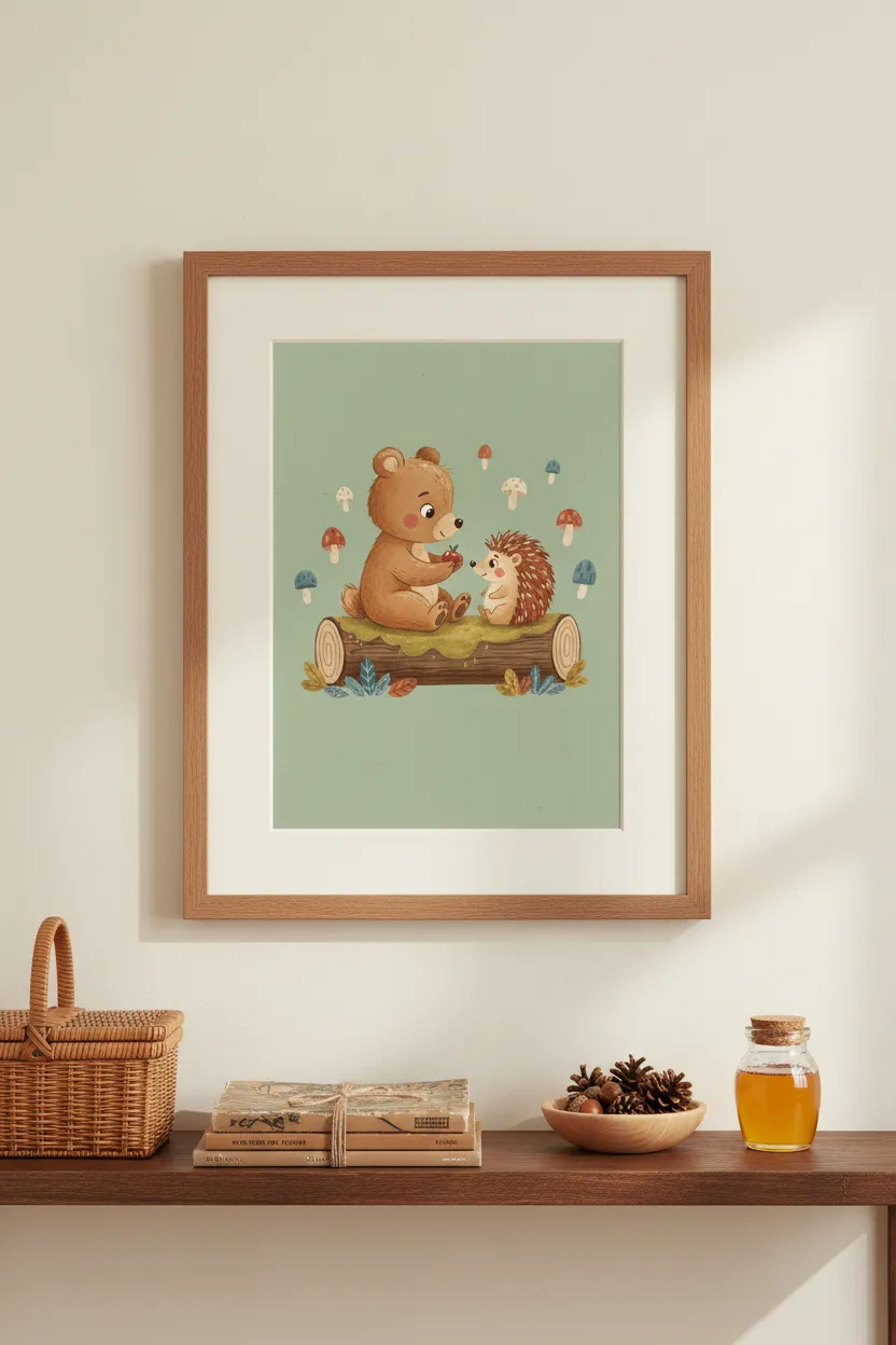 Bear and Hedgehog Print