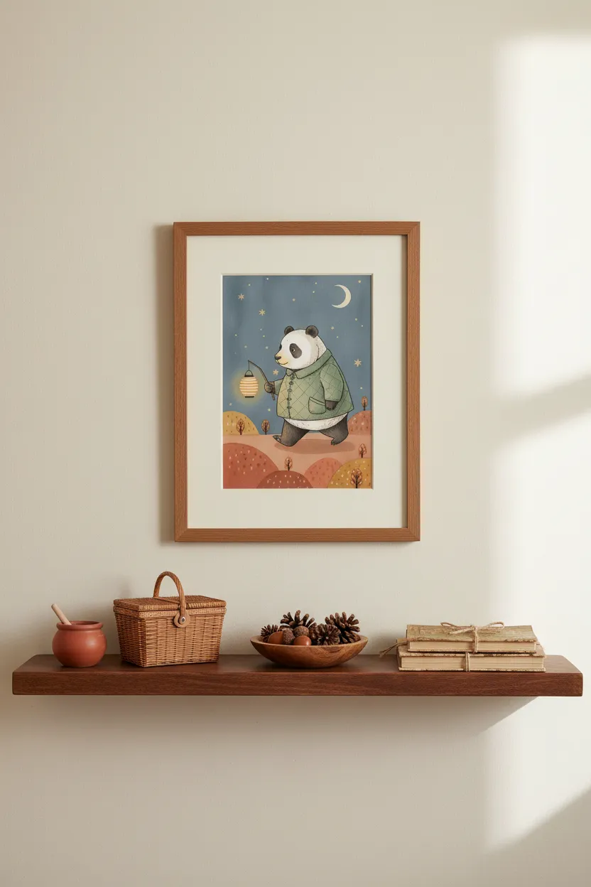 Panda with Lantern Print