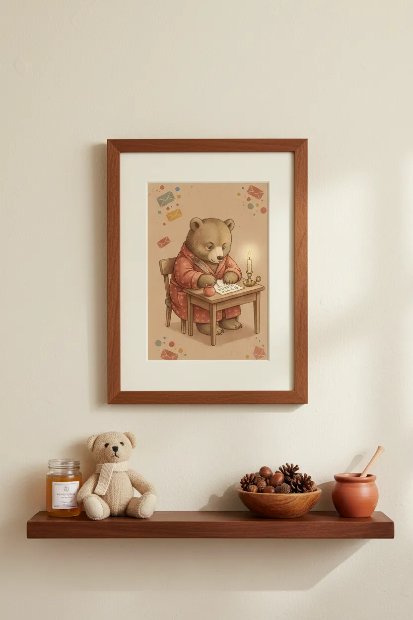 Bear Writing Letter Print