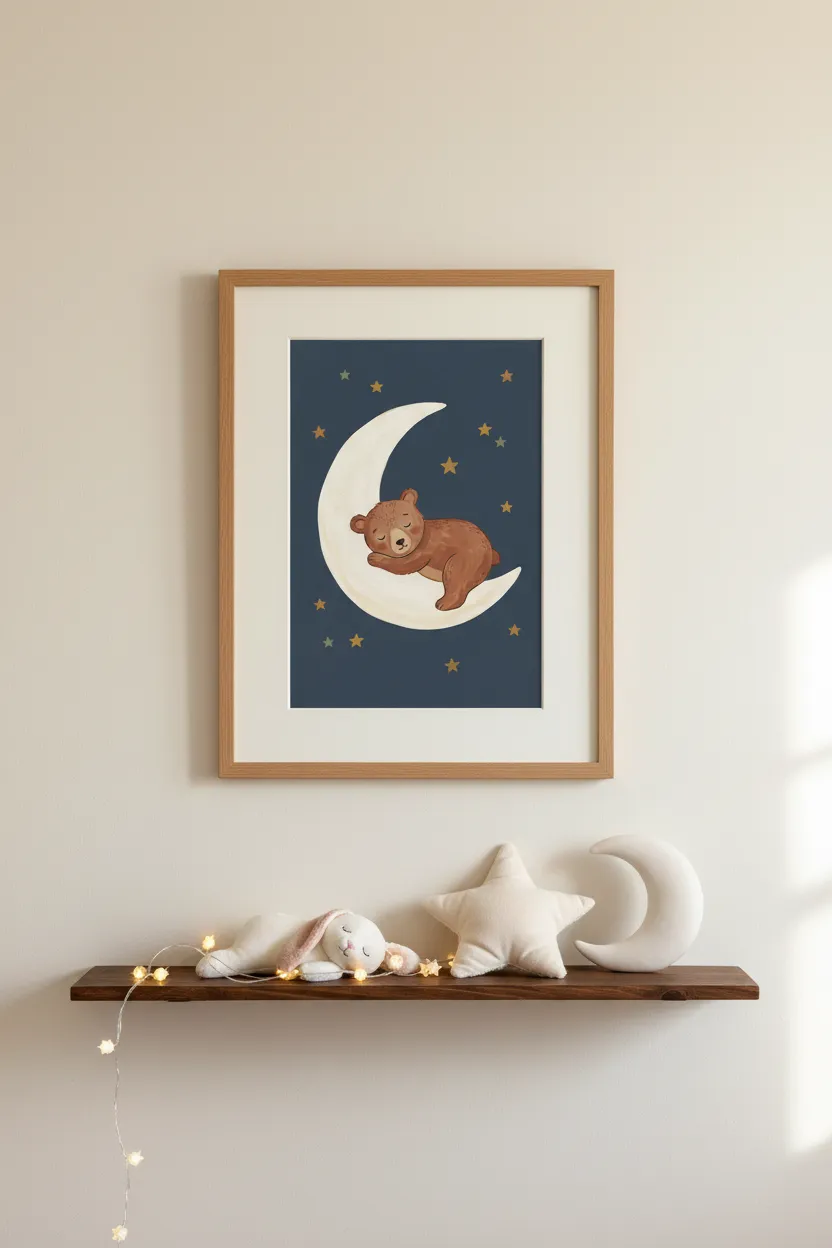 Sleeping Bear on Moon Print