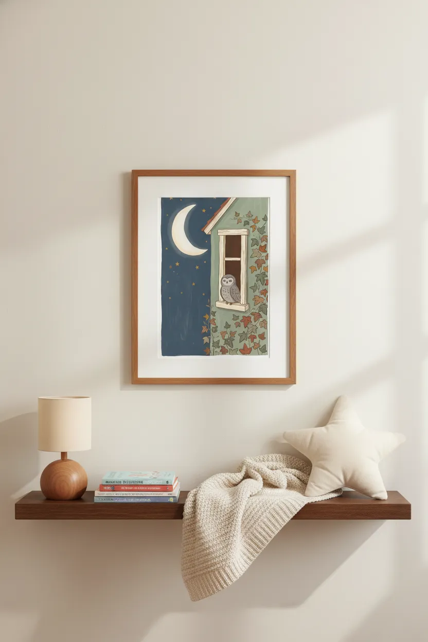 Sleepy Owl Window Print