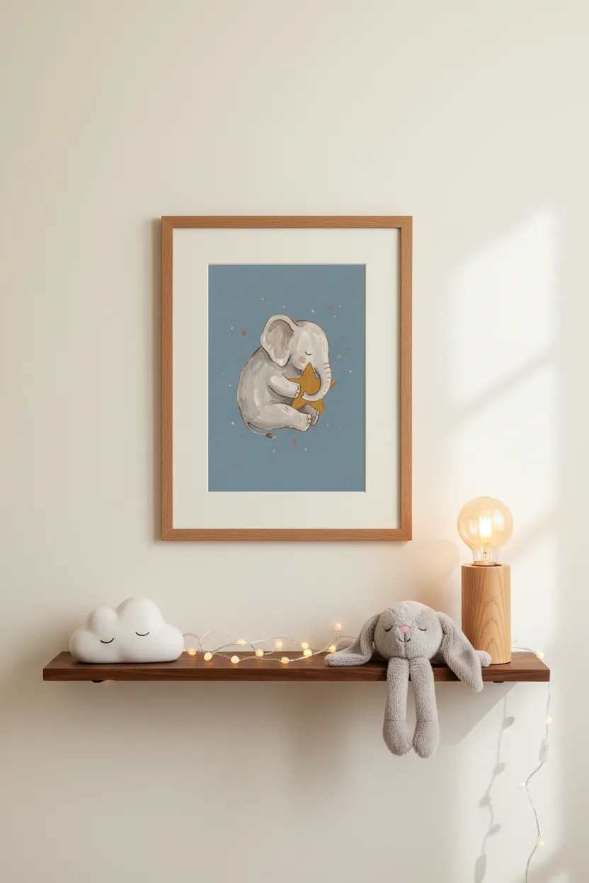 Sleepy Elephant Star Print