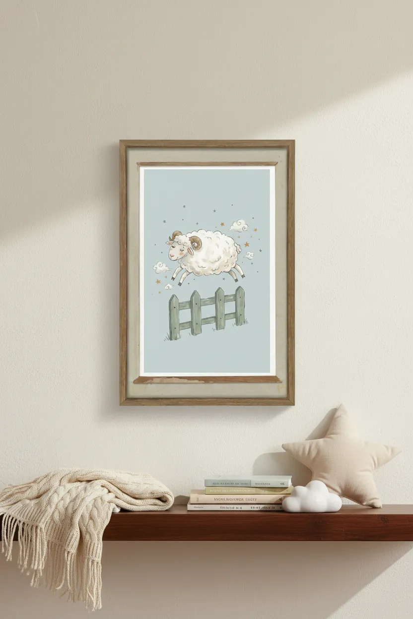 Sheep Jumping Fence Print
