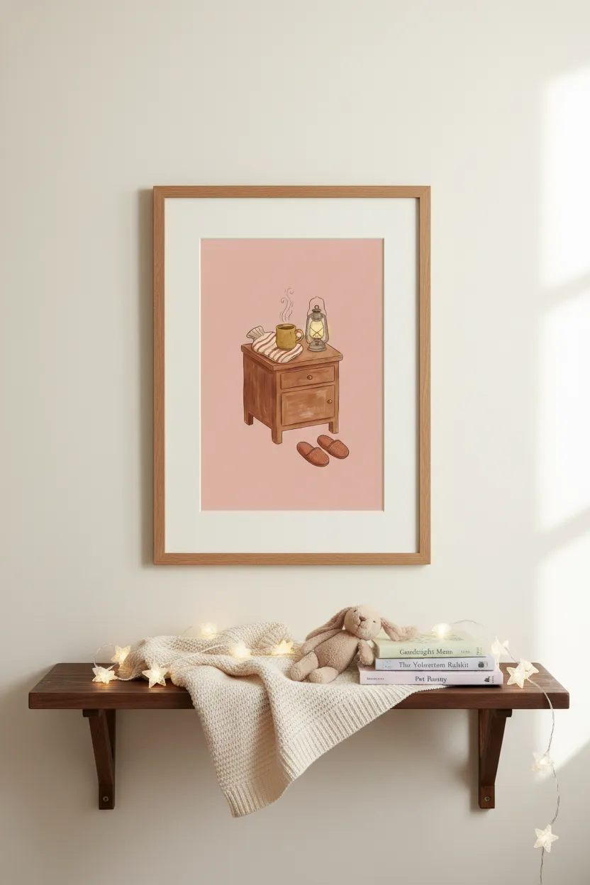 Cozy Bedside Nightstand Print