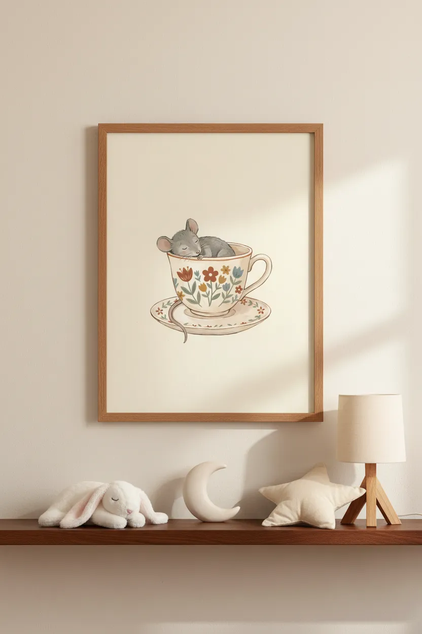 Sleeping Mouse Teacup Print