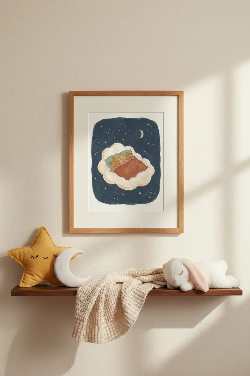Sleeping Stars on Cloud Bed Print