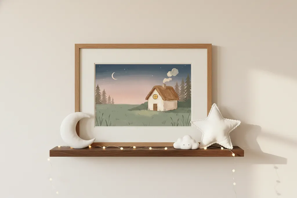 Thatched Cottage at Twilight Print