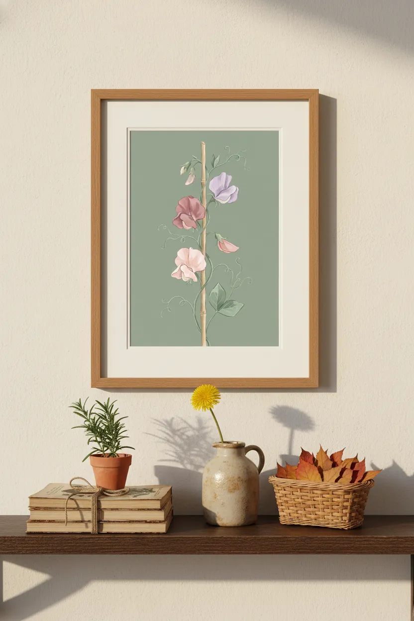 Sweet Pea Climbing Vine Print