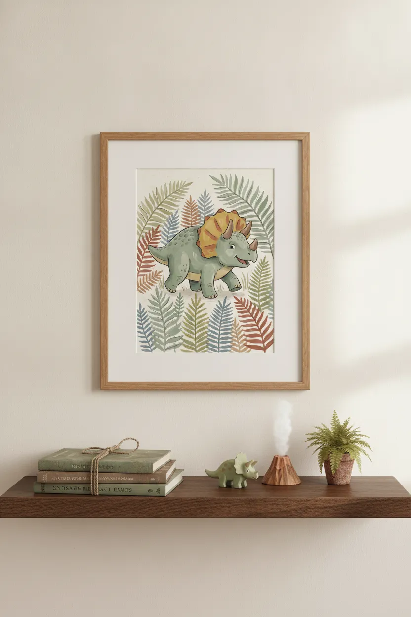 Triceratops Nursery Print