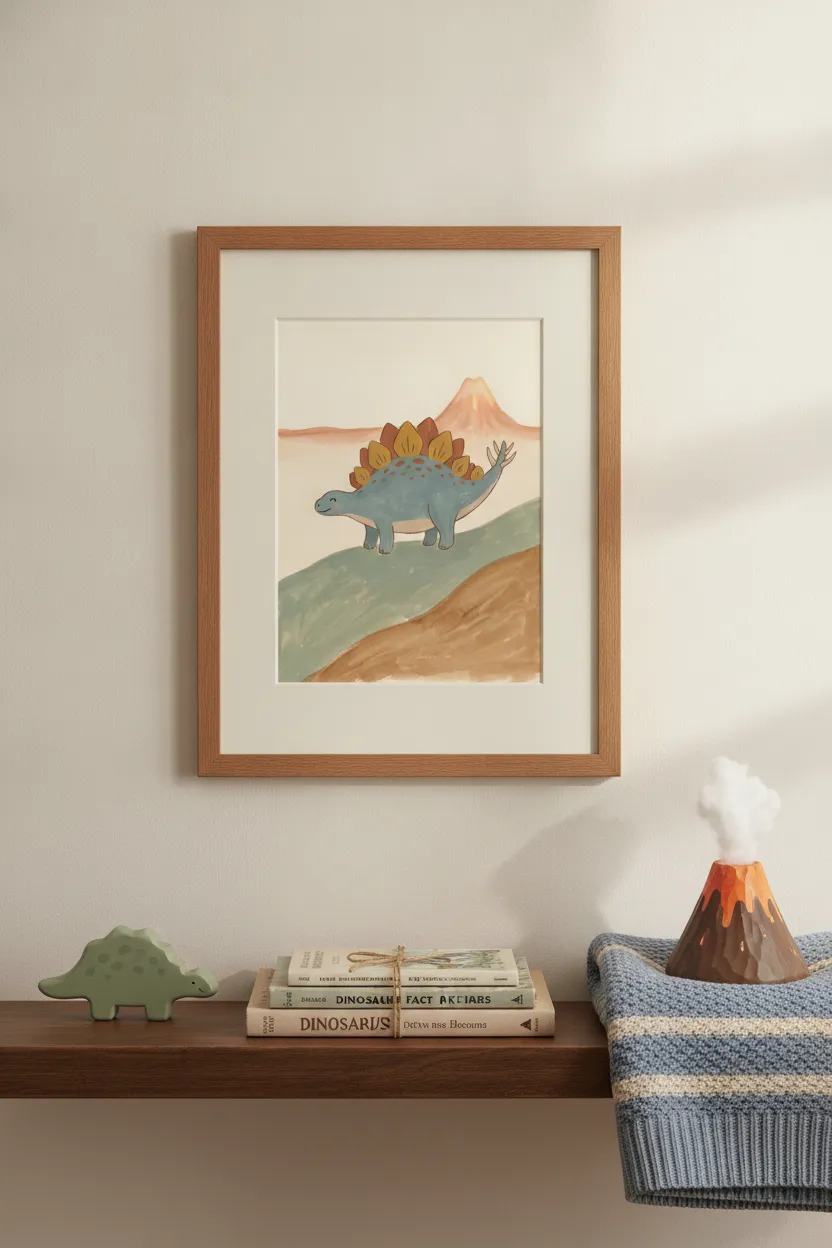 Stegosaurus Volcano Print