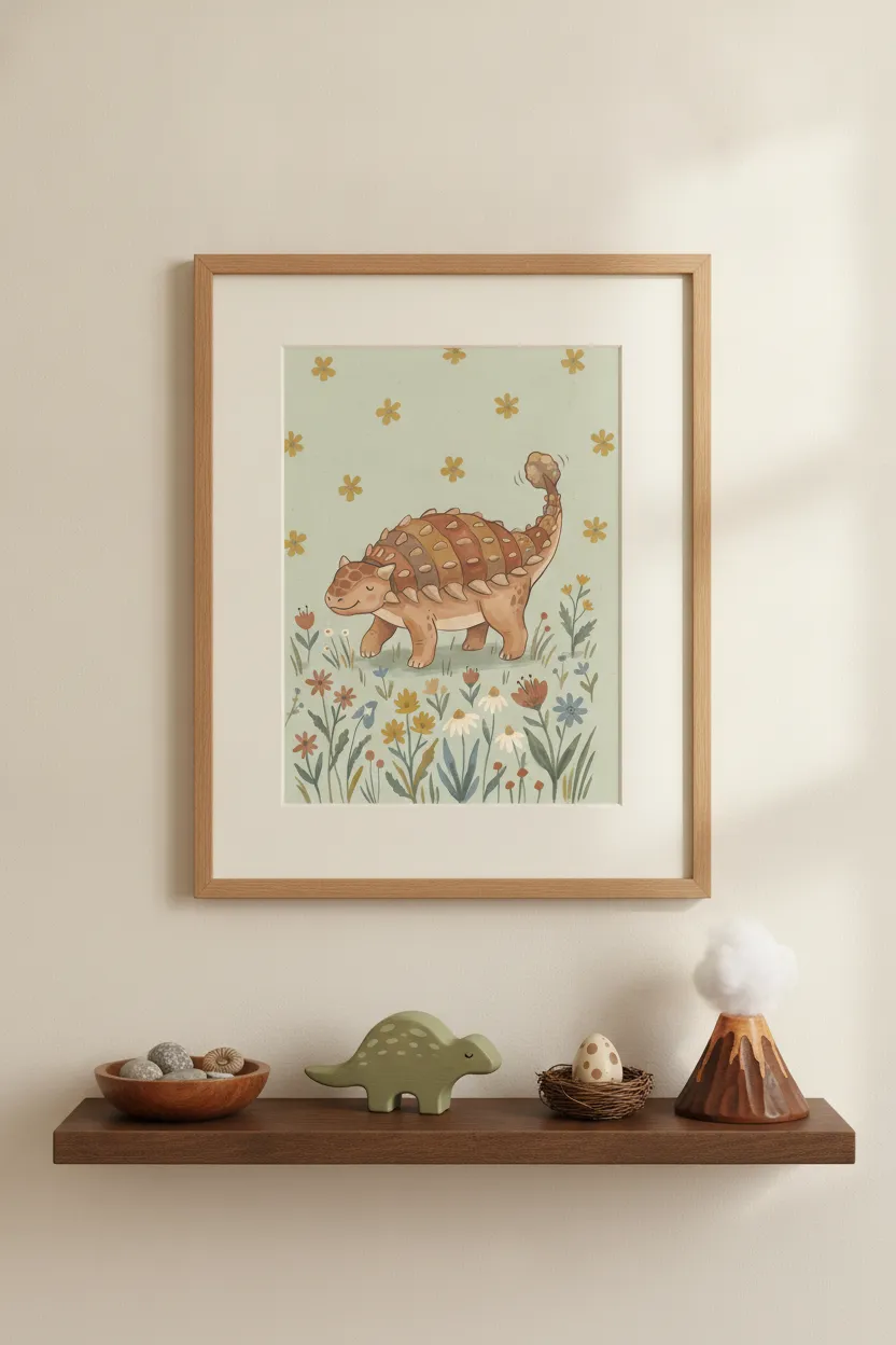 Ankylosaurus Wildflower Meadow Print
