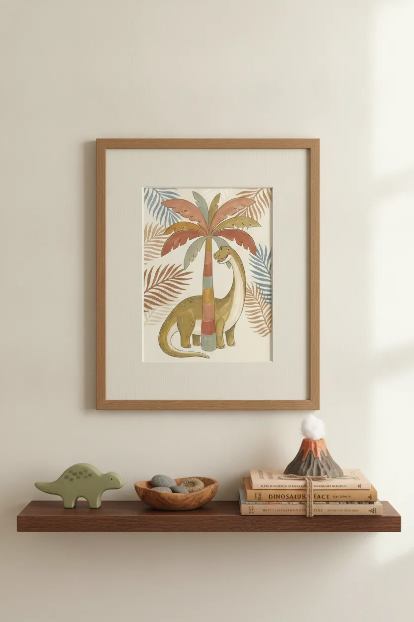 Brontosaurus Palm Tree Print