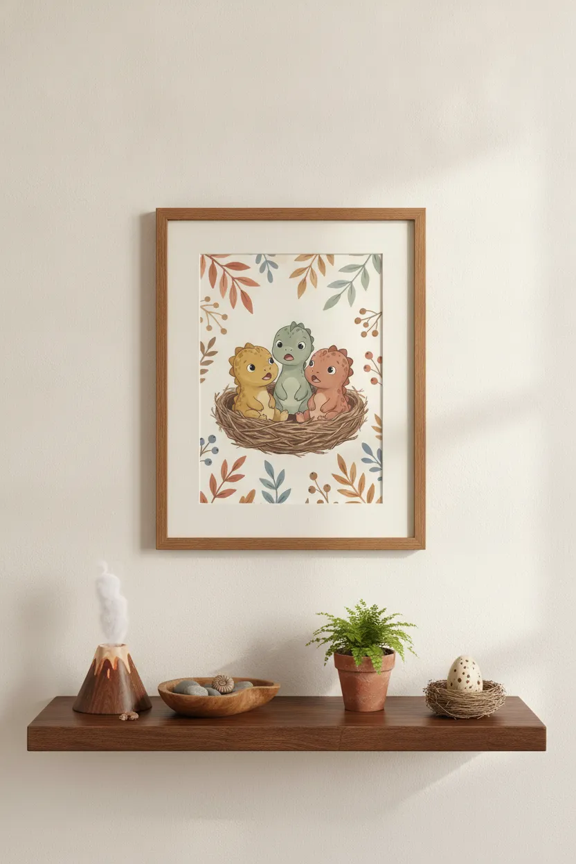 Baby Dinosaur Hatchlings Nest Print