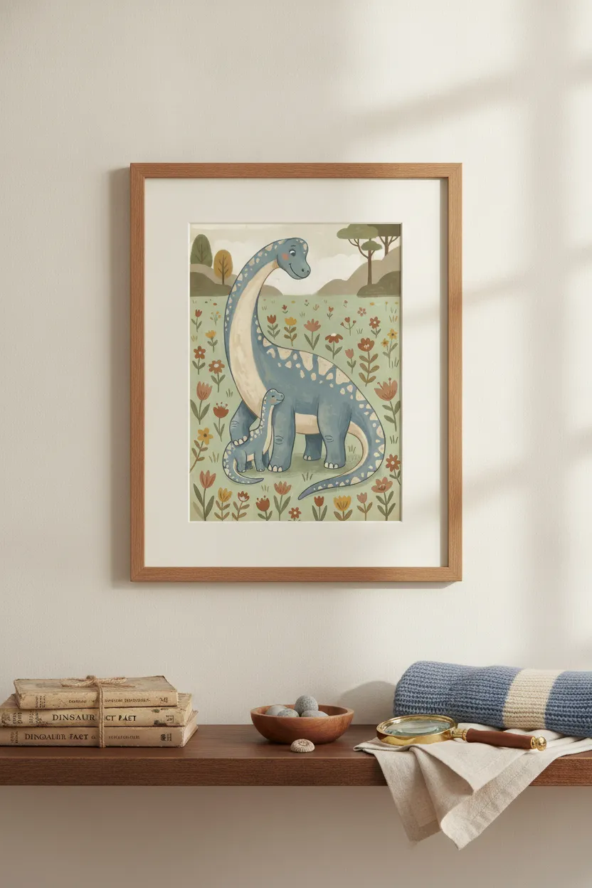 Brachiosaurus Mama and Baby Print
