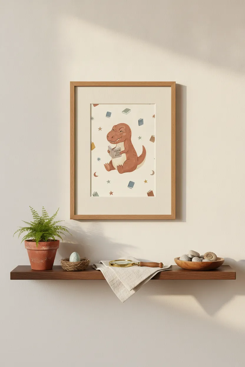 T-Rex Reading Print