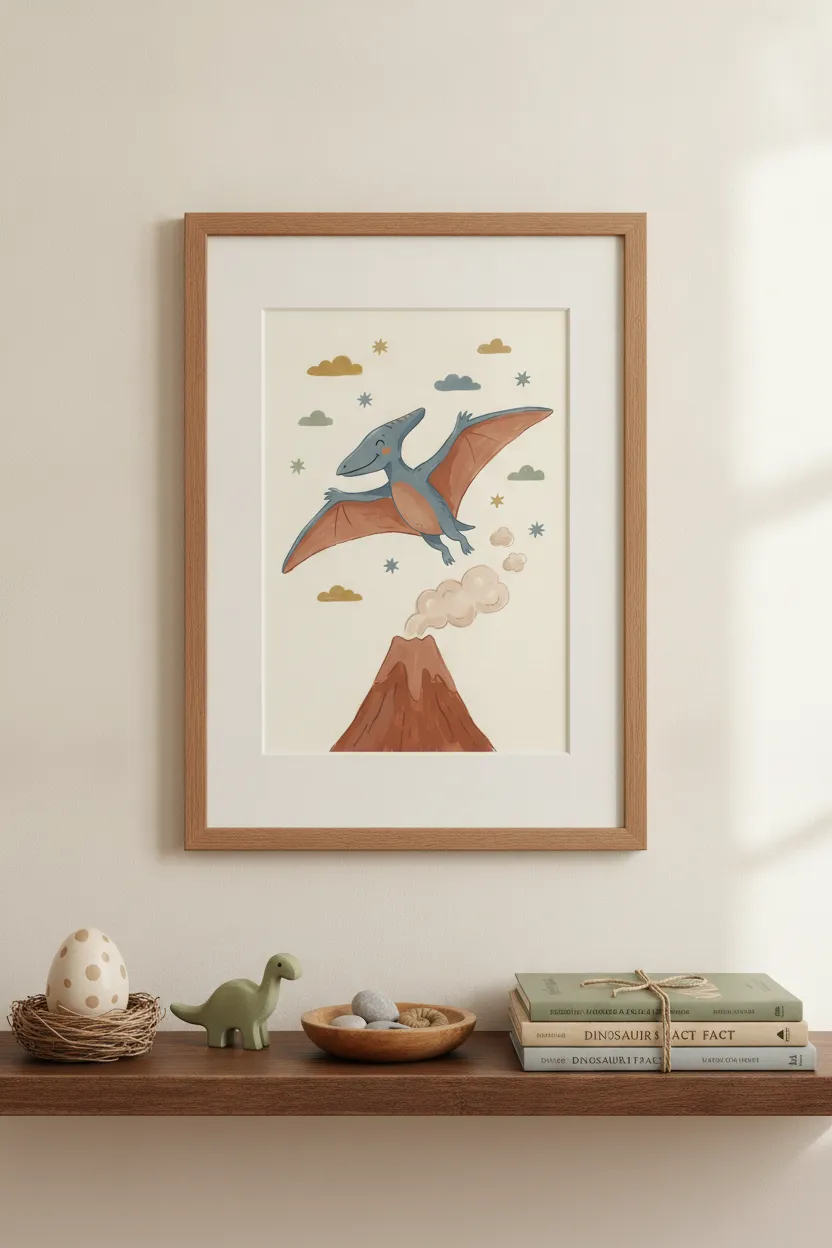 Pterodactyl & Volcano Print