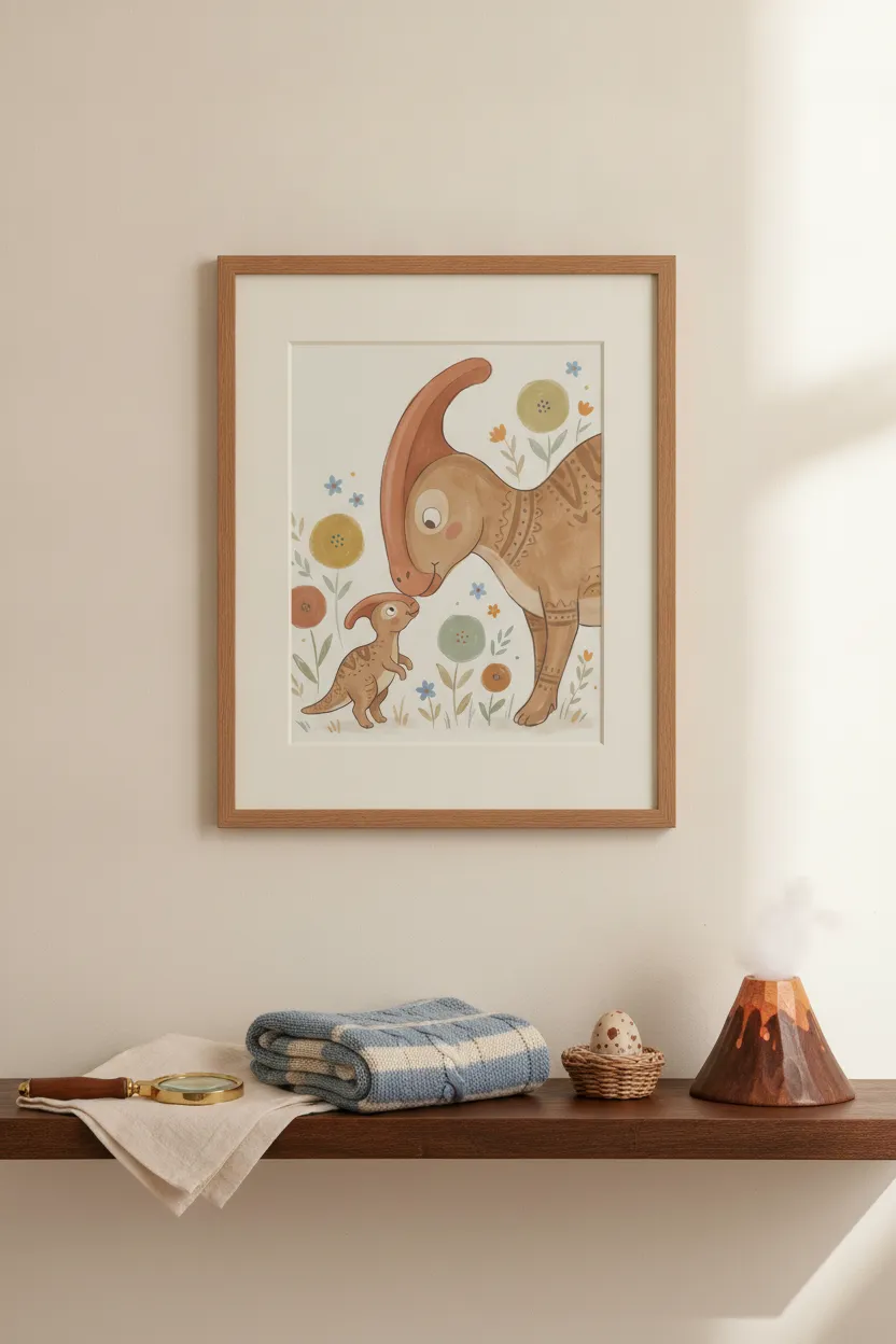 Parasaurolophus Mother & Baby Print