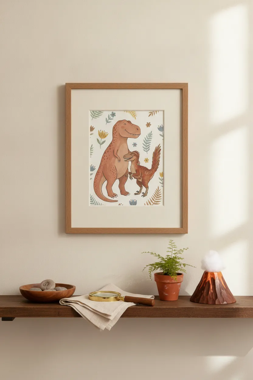 T-Rex and Velociraptor Print