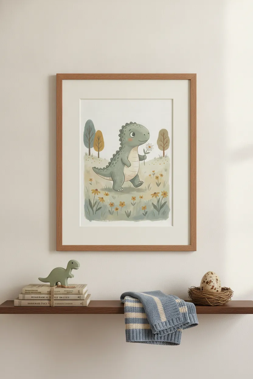 Baby Dinosaur with Daisy Print