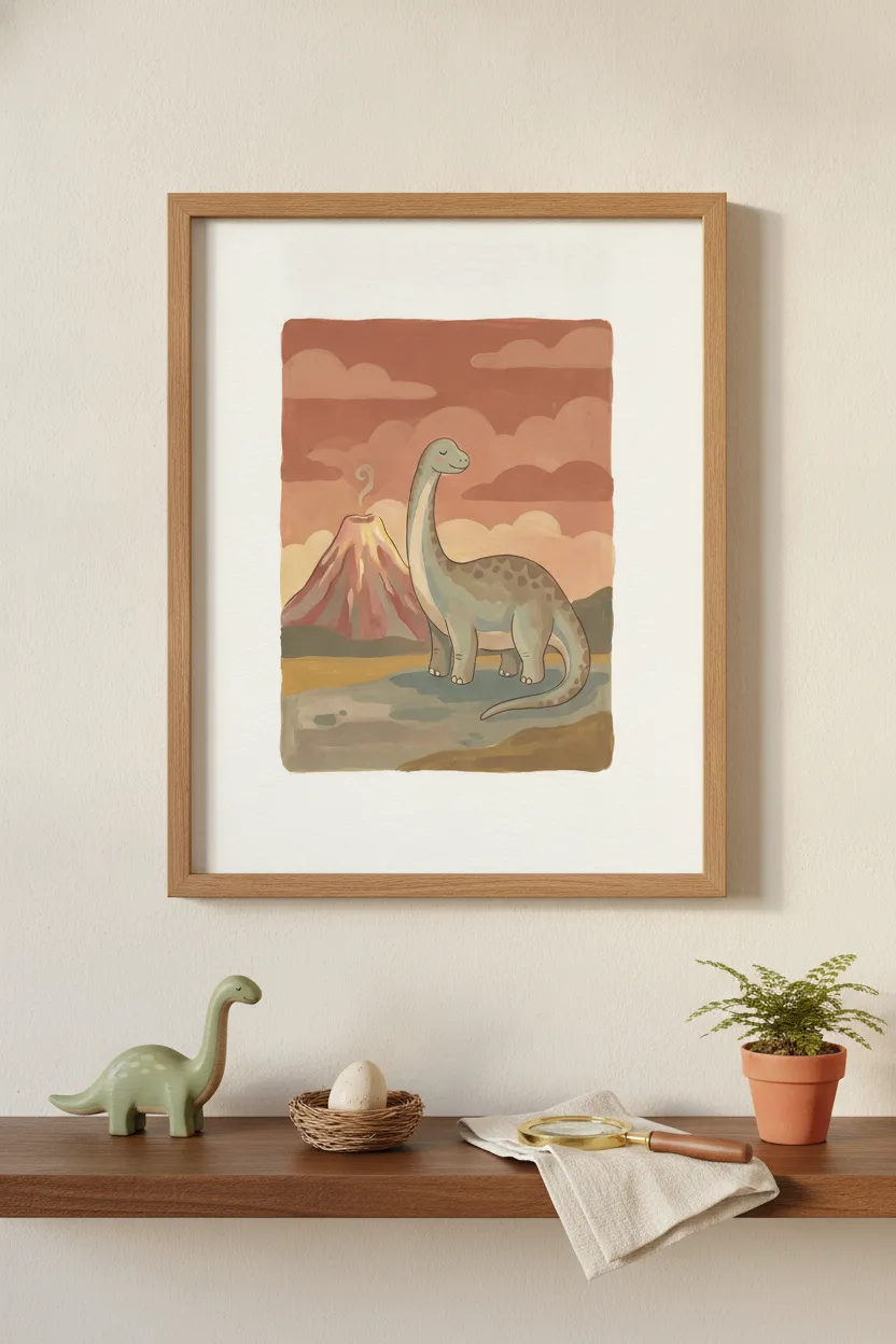 Brontosaurus Volcano Print