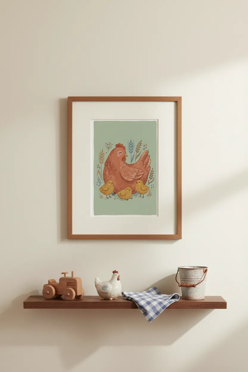 Mother Hen and Chicks Print