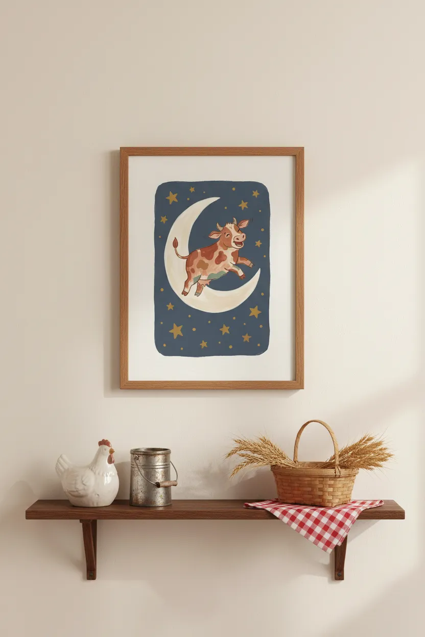 Cow Jumping Over the Moon Print