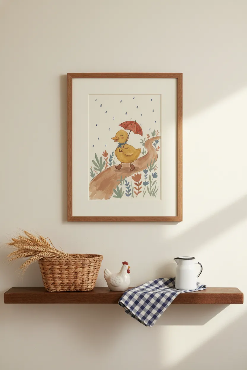 Duckling with Umbrella Print