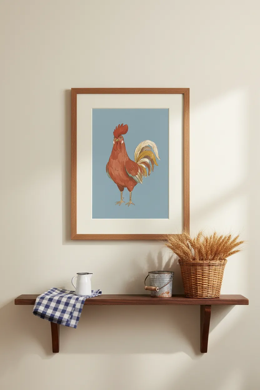 Watercolor Rooster Print