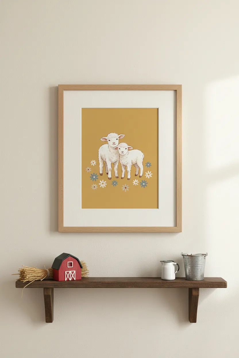 Lamb Friends Print