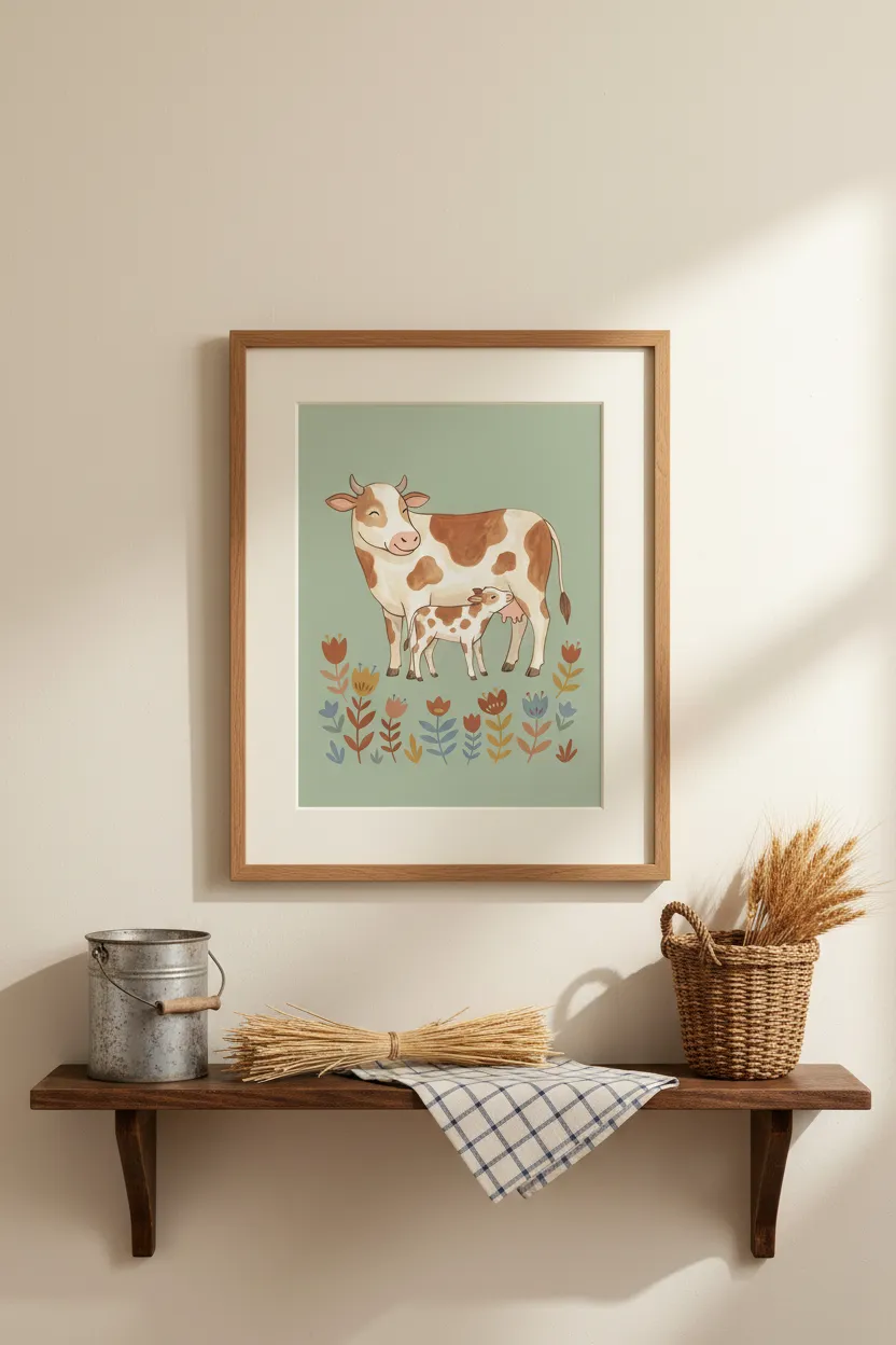 Mama Cow and Calf Print