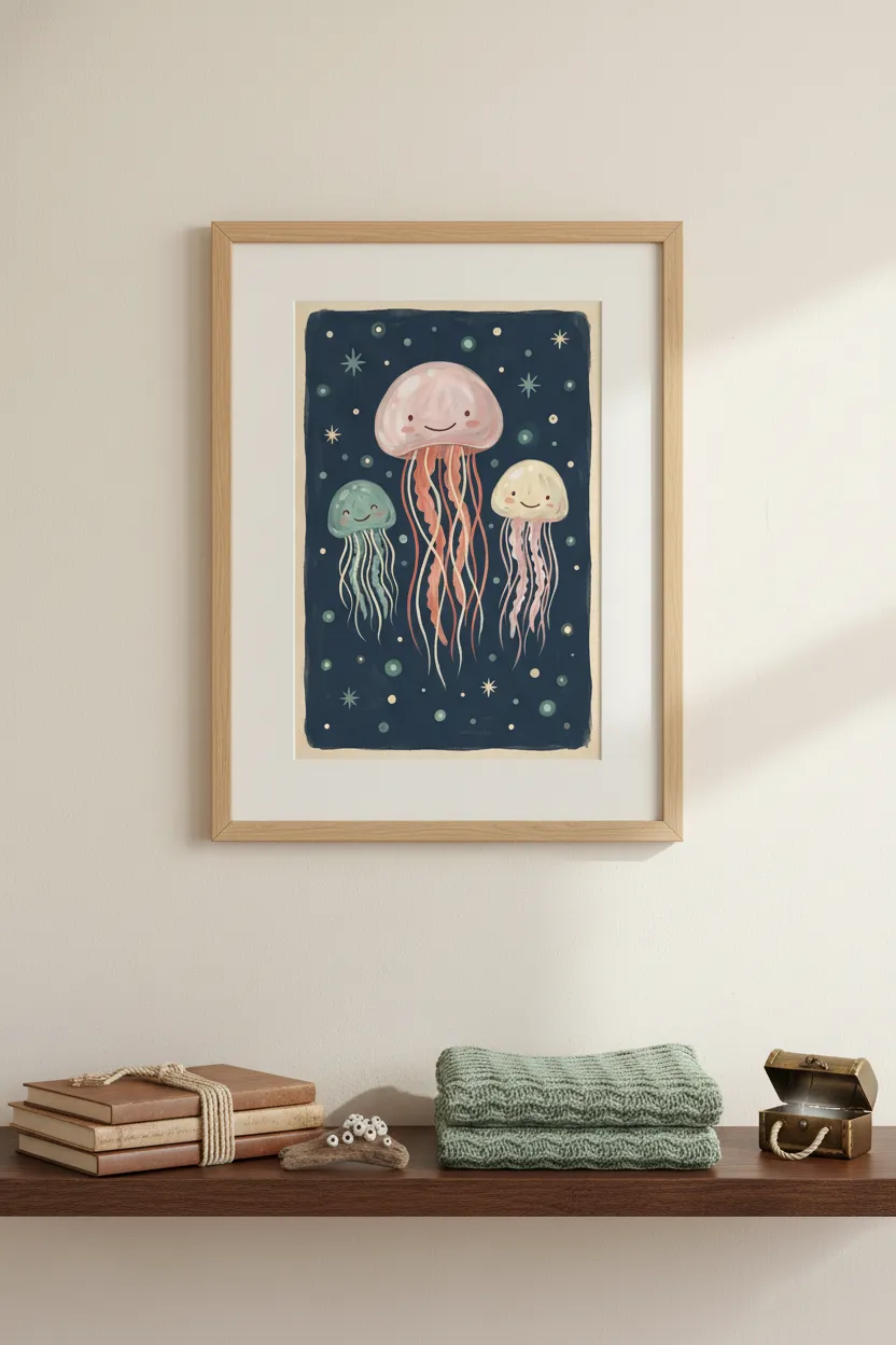 Smiling Jellyfish Trio Print