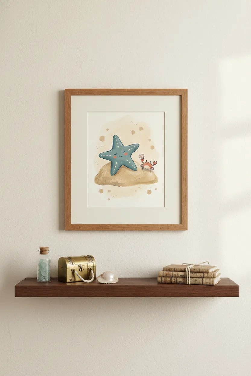 Sleepy Starfish & Crab Print