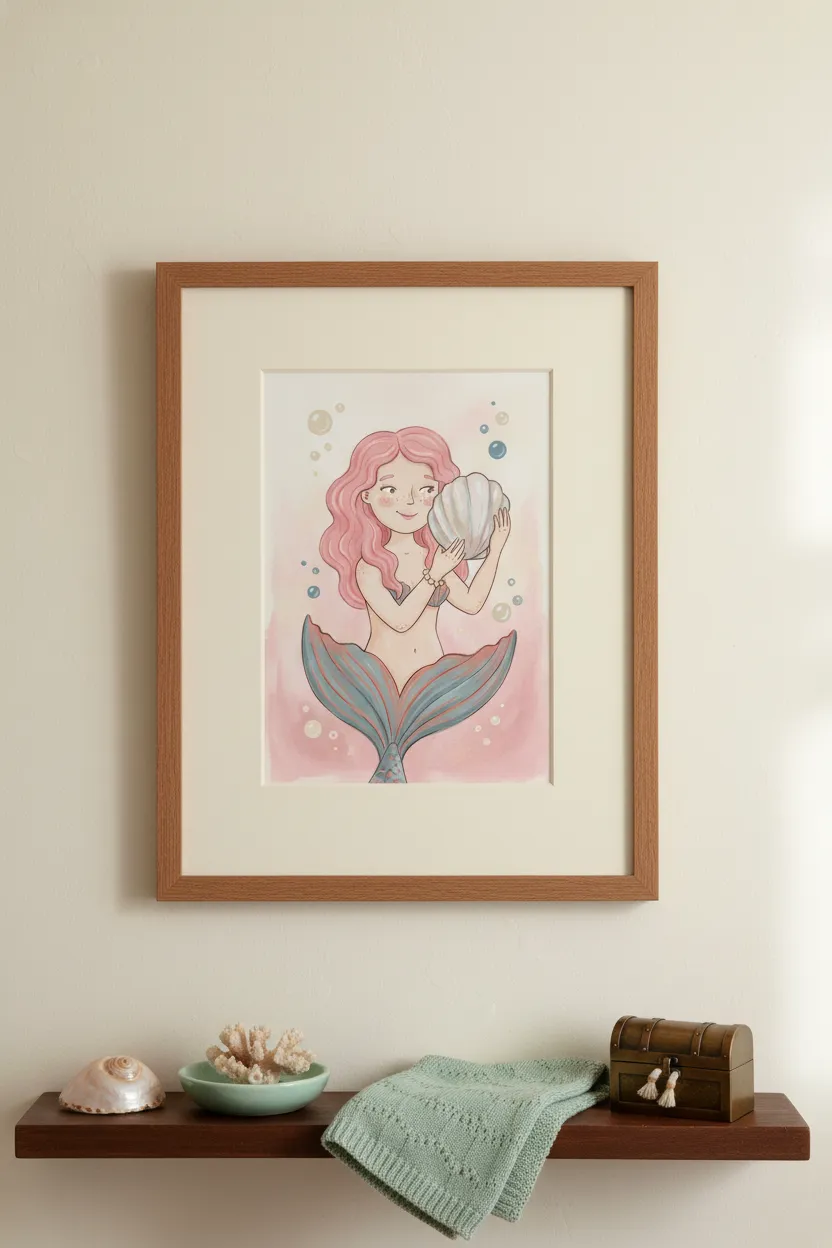 Pink Hair Mermaid Print