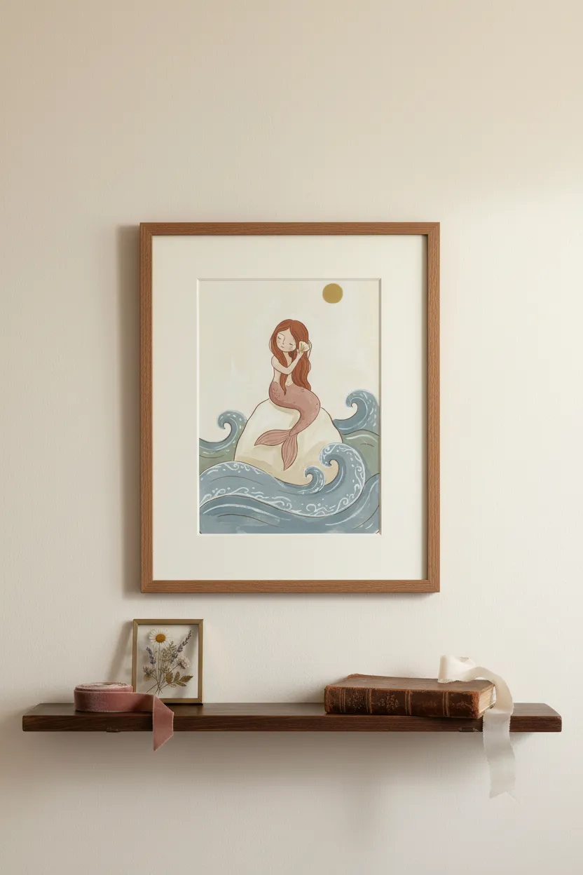 Mermaid on Rock Print