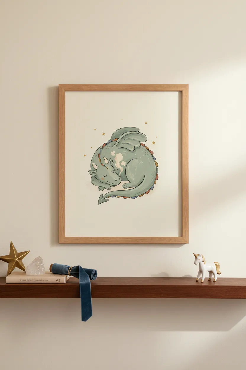 Sleeping Baby Dragon Print