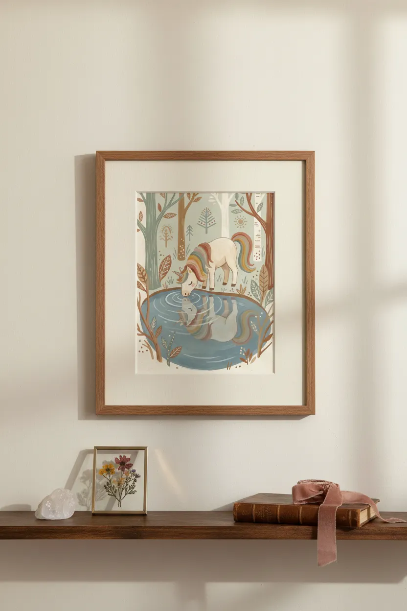 Unicorn at Forest Pond Print