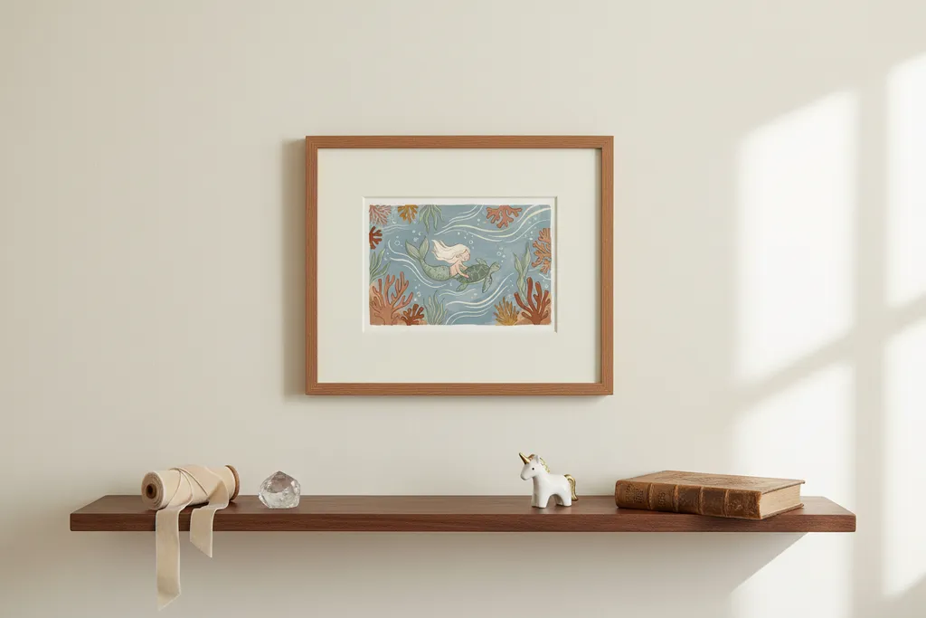 Mermaid and Sea Turtle Print