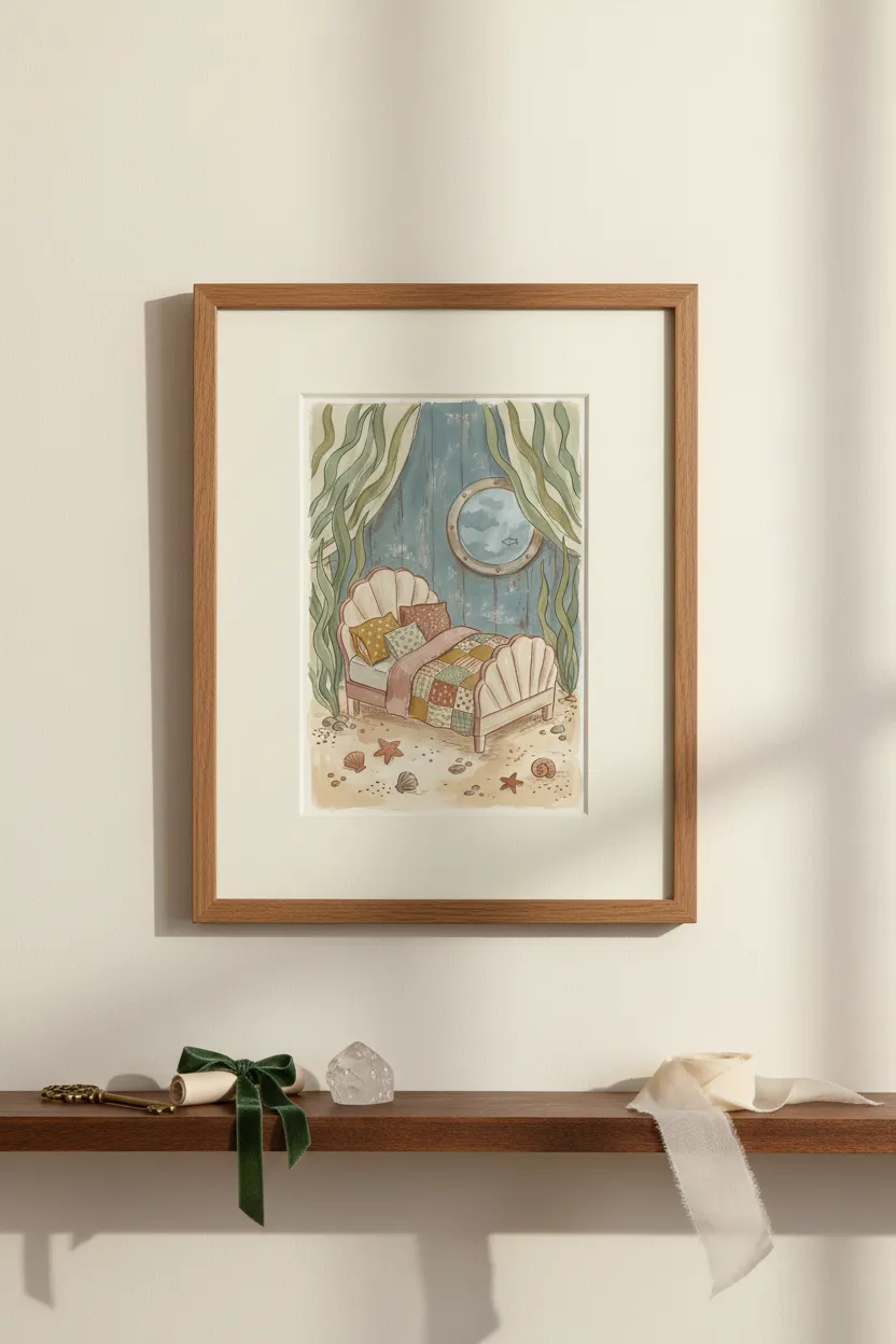 Mermaid Shell Bed Print