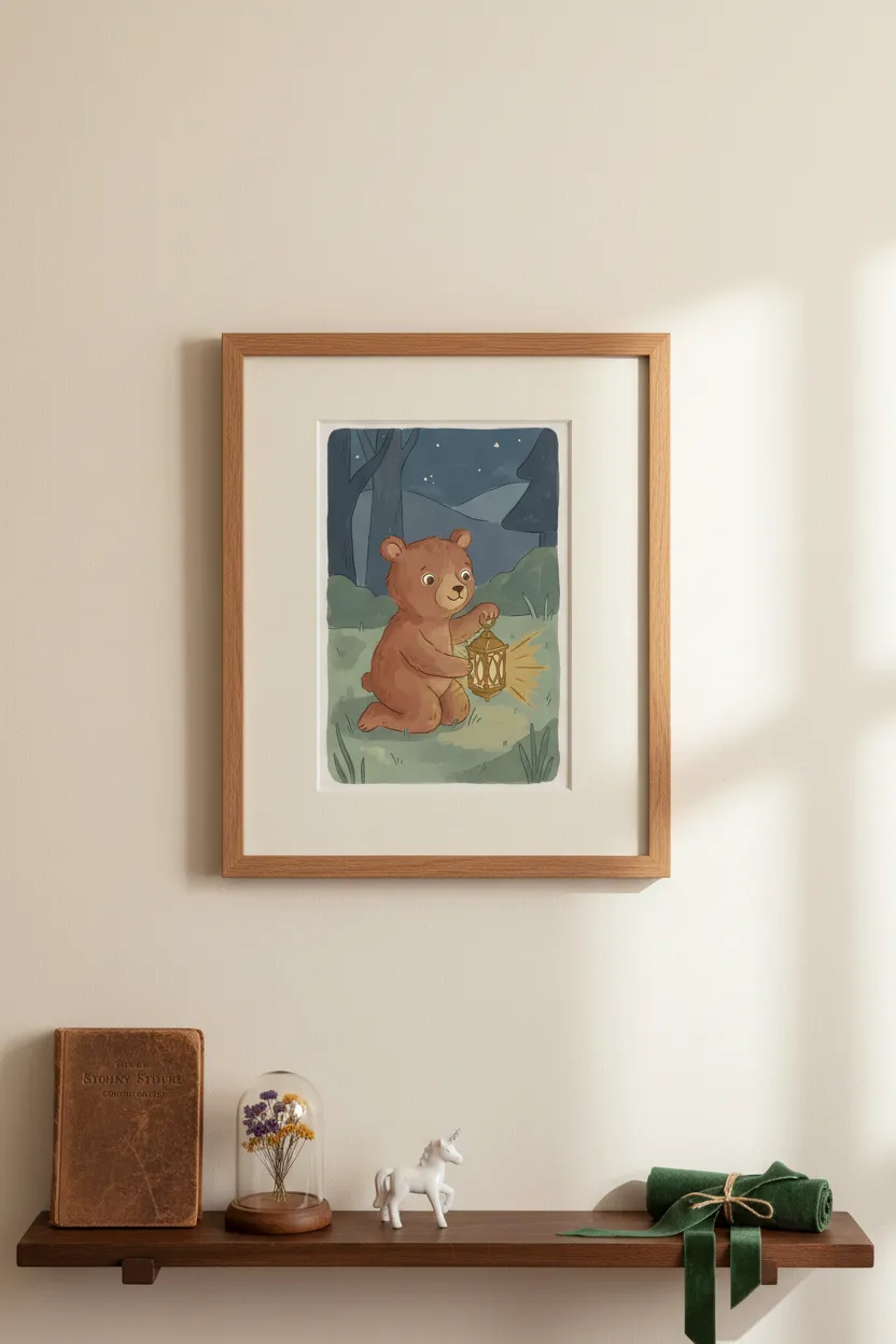 Bear with Lantern Print