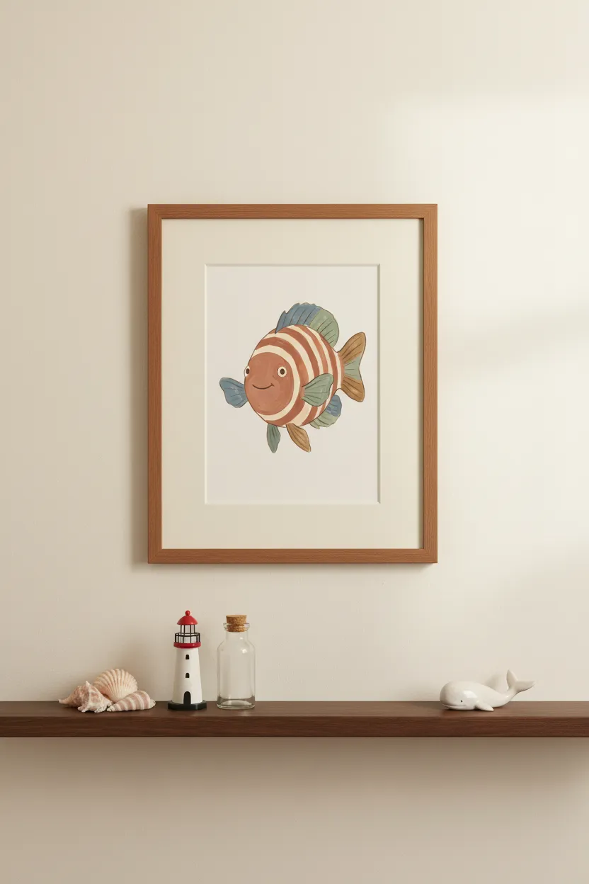 Smiling Striped Fish Print