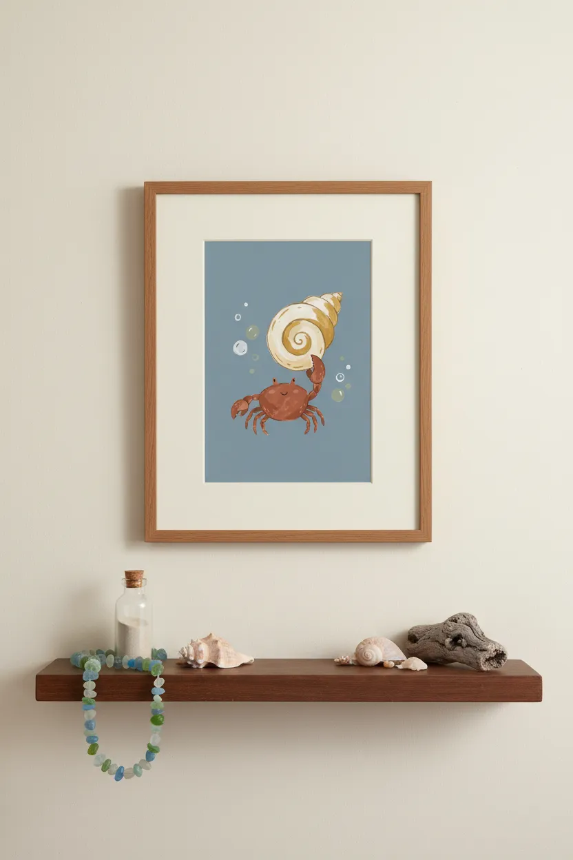 Crab and Seashell Print