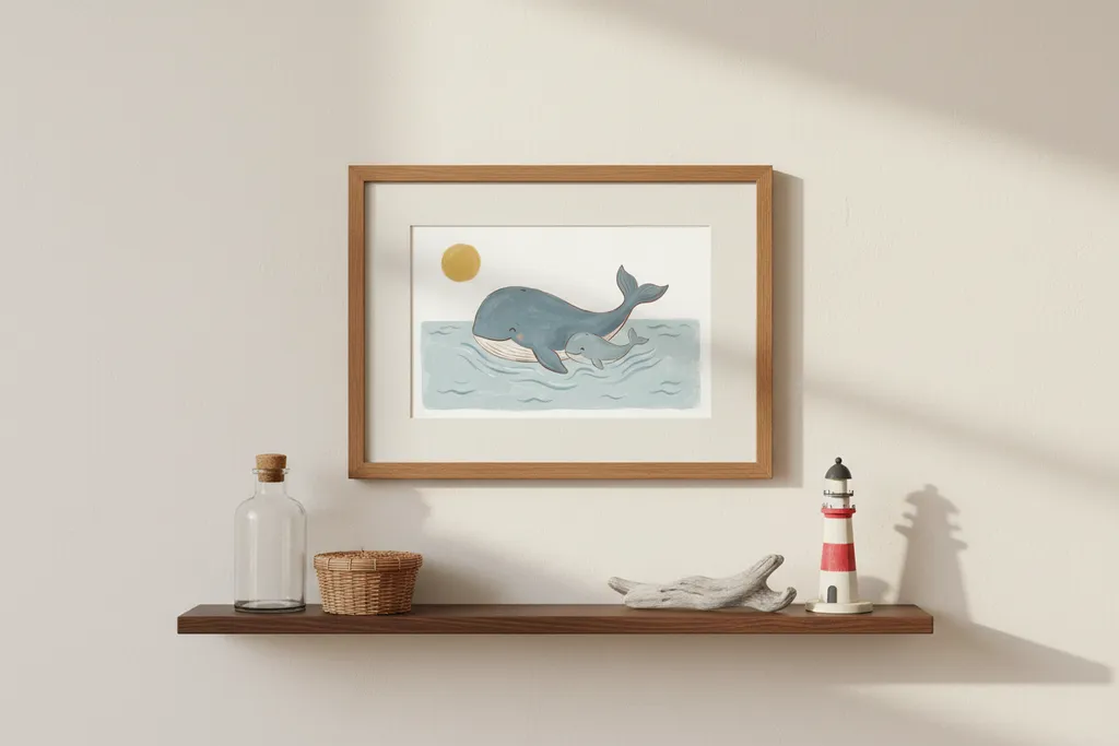 Mama and Baby Whale Print