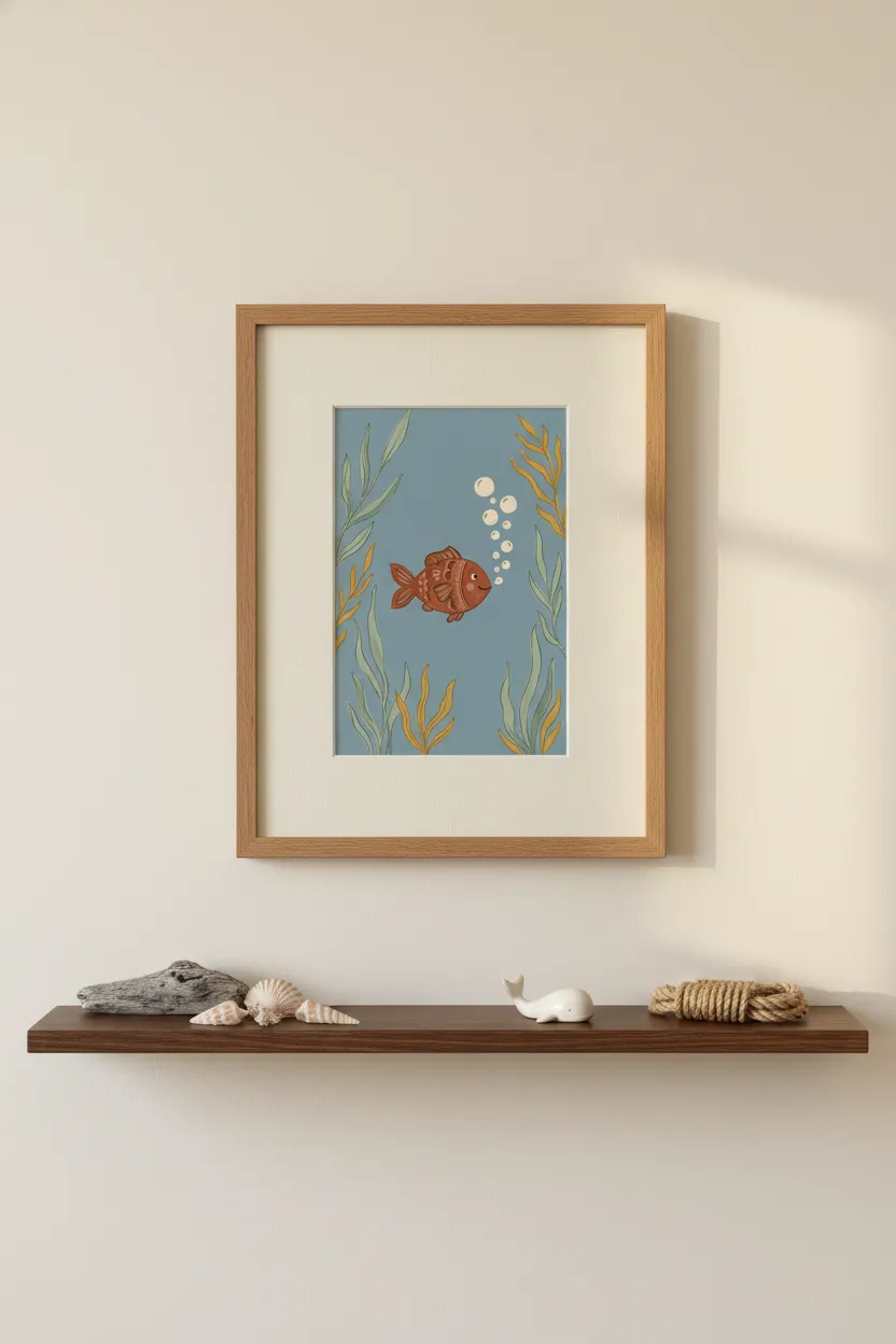 Folk Goldfish Print