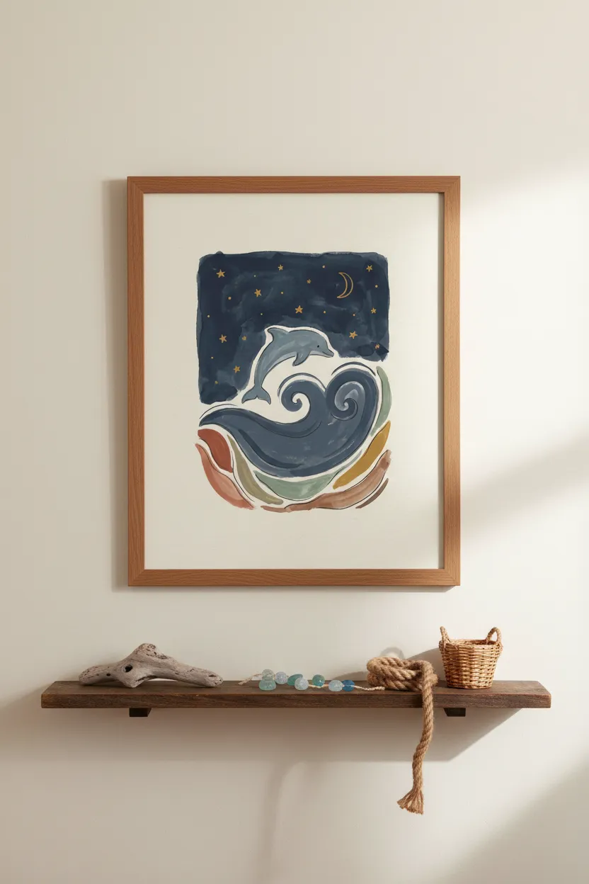 Dolphin & Moon Print