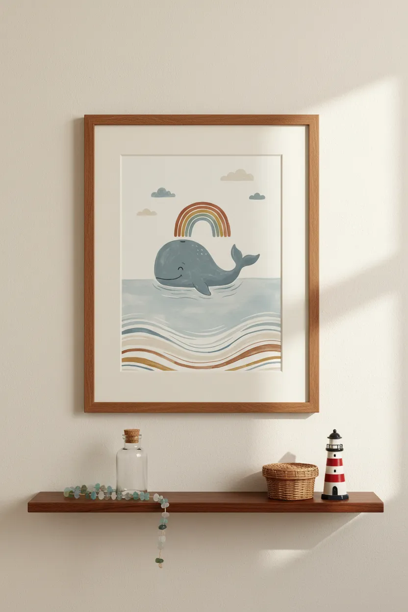 Whale and Rainbow Print