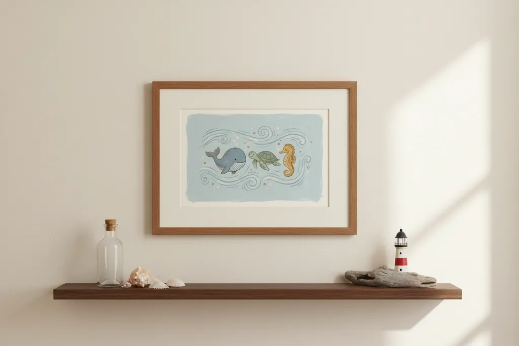 Whale Turtle Seahorse Print