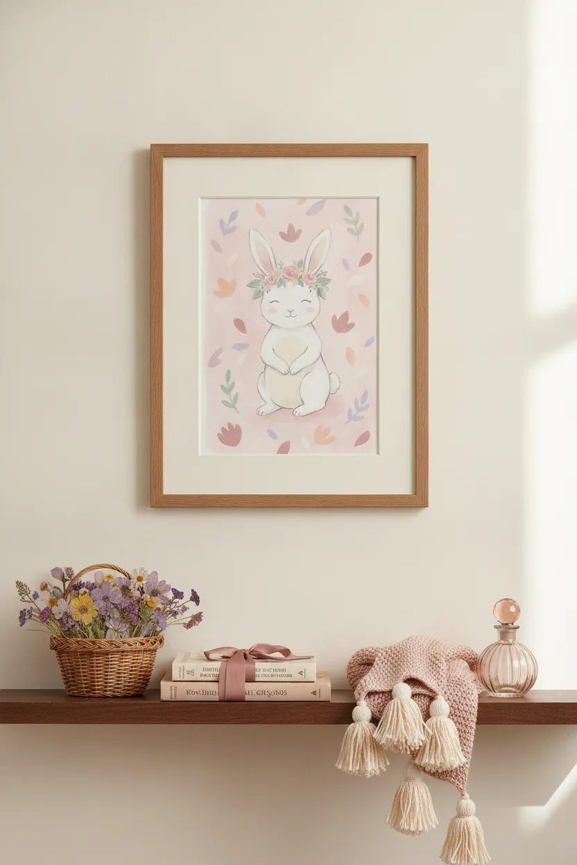 Floral Crown Bunny Print